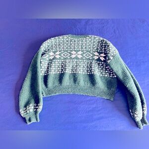 L.A. HEARTS SIZE MEDIUM SNOWFLAKE Green Patterned WOMEN’S HOLIDAY Sweater